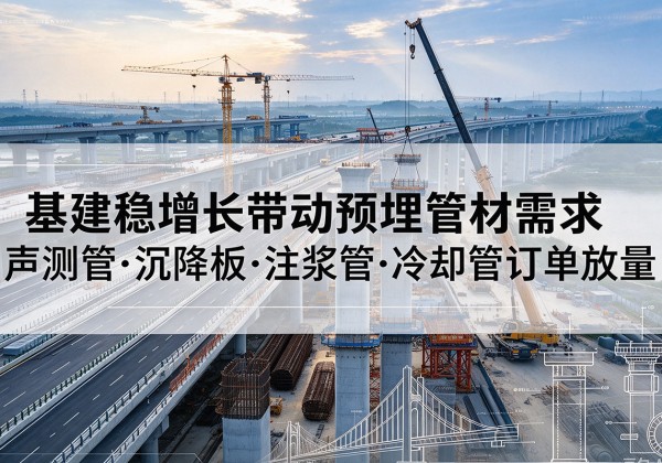 桦甸基建稳增长带动预埋监测管材需求，声测管、沉降板、注浆管订单持续放量
